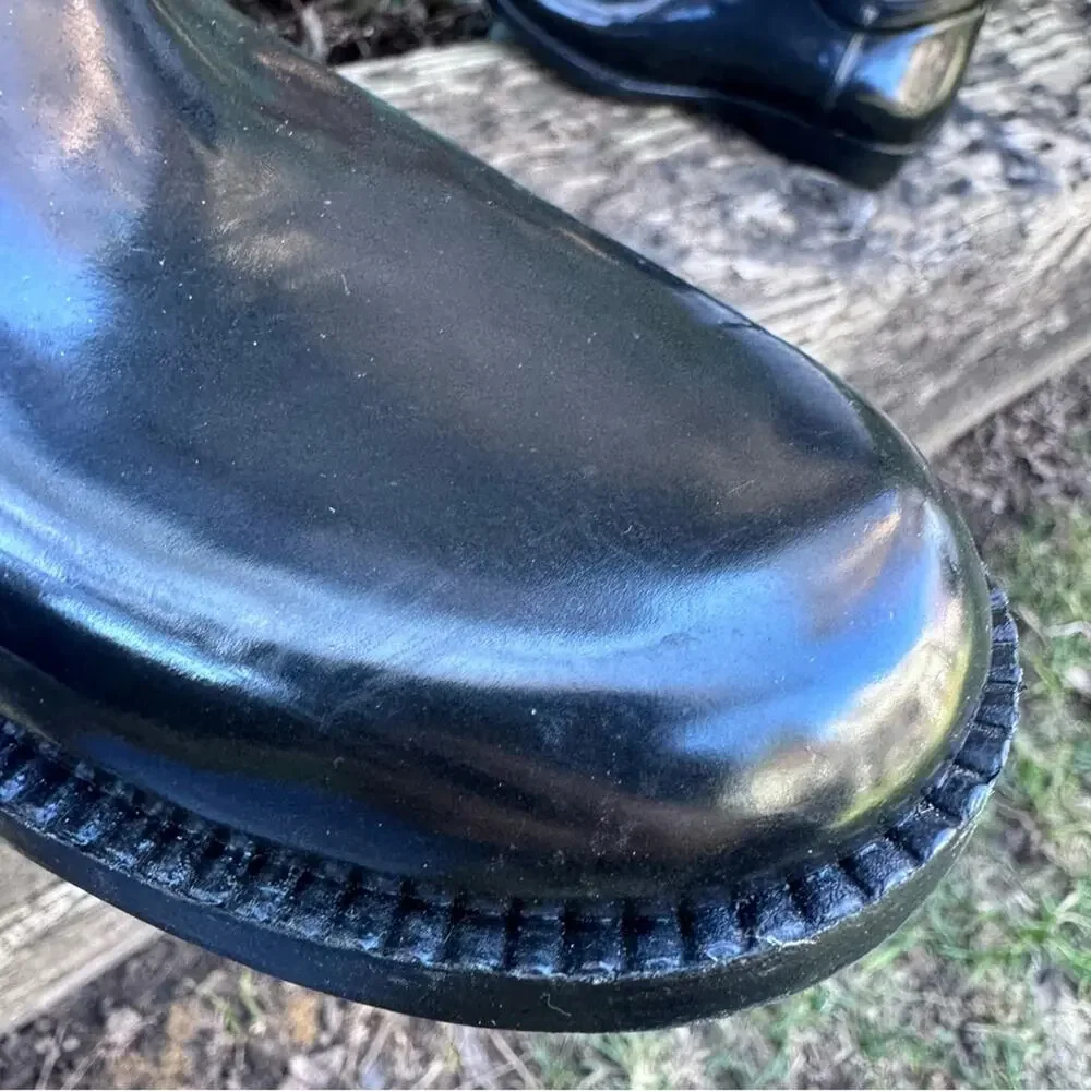 DVF Diane Von Furstenberg Black White Whitney Rubber Rain Boots Women's Size 6